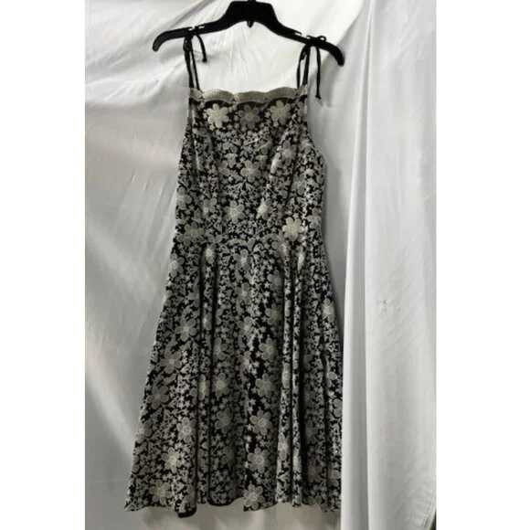 Anthropologie Eva Franco Black and White Midi Embroidered Floral Dress - Picture 2 of 2